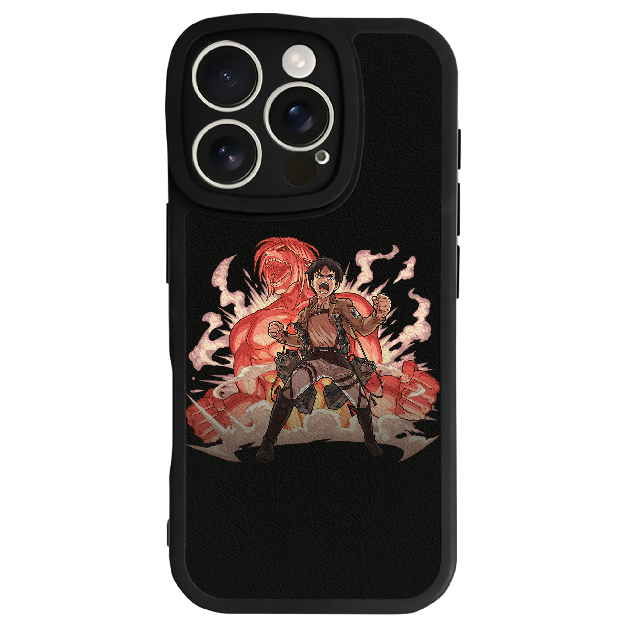 （画像用） 進撃の巨人 エレン･イェーガー Attack on Titan Eren Jäger 【iPhone 16シリーズ対応】シリコンスマホケース（レザー調） 材質：シリコン